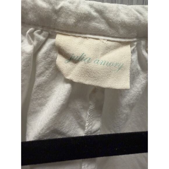 Julia Amory Coatue Caftan Dress Floral Embroidered White Green Cotton Sz XL - Picture 2 of 3